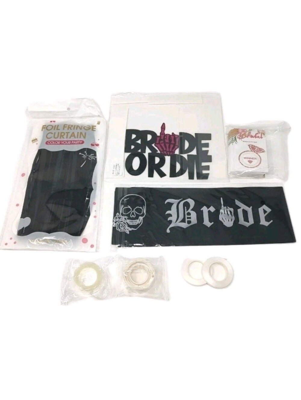 Bride or Die Bachelorette Party Kit Goth Bridal Shower Skull Sash Cake Topper